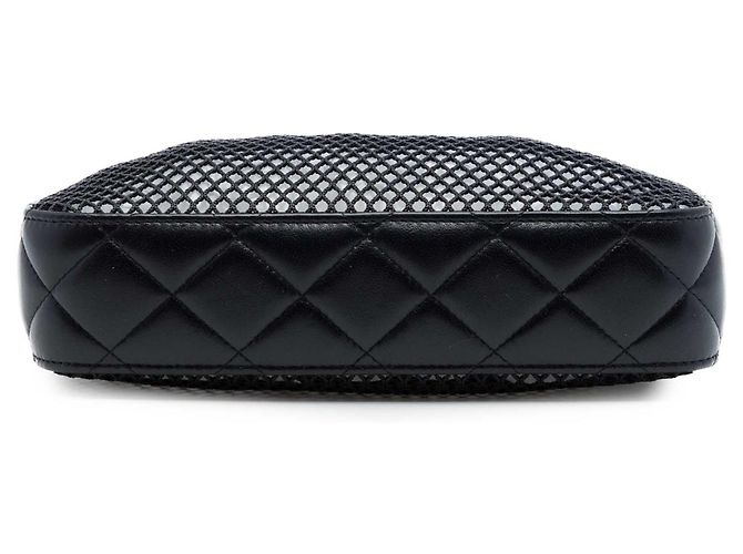 Clutch Chanel Black CC in mesh e nappa lucida con catena Nero - vista 3