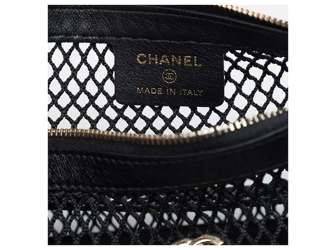 Clutch Chanel Black CC in mesh e nappa lucida con catena Nero - vista 5