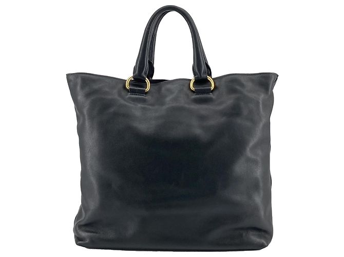 Tote aperta convertibile Prada in vitello spazzolato nero - vista 2