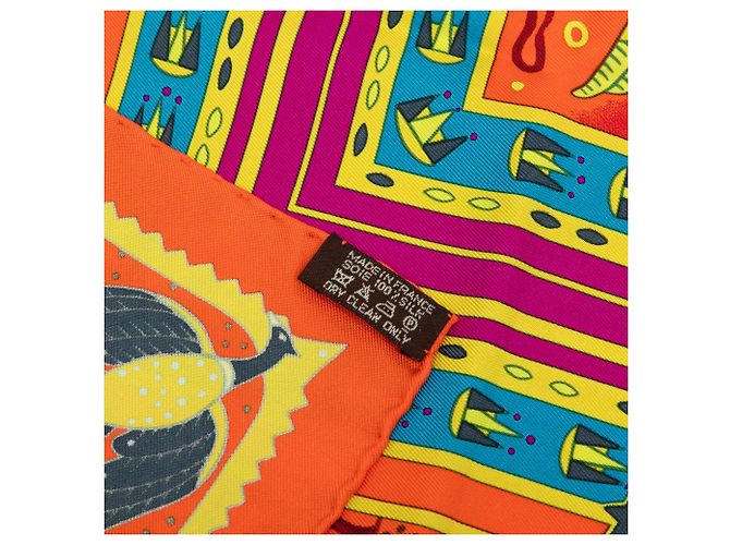Pañuelo de seda Hermès Orange Ors Bleus D Afrique 90 Naranja - vista 4