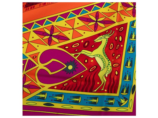 Pañuelo de seda Hermès Orange Ors Bleus D Afrique 90 Naranja - vista 6
