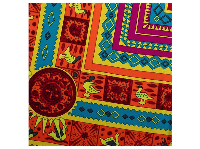 Pañuelo de seda Hermès Orange Ors Bleus D Afrique 90 Naranja - vista 7