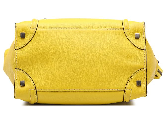 Céline Celine Mini Luggage Tote in pelle di vitello drummed gialla Giallo - vista 3