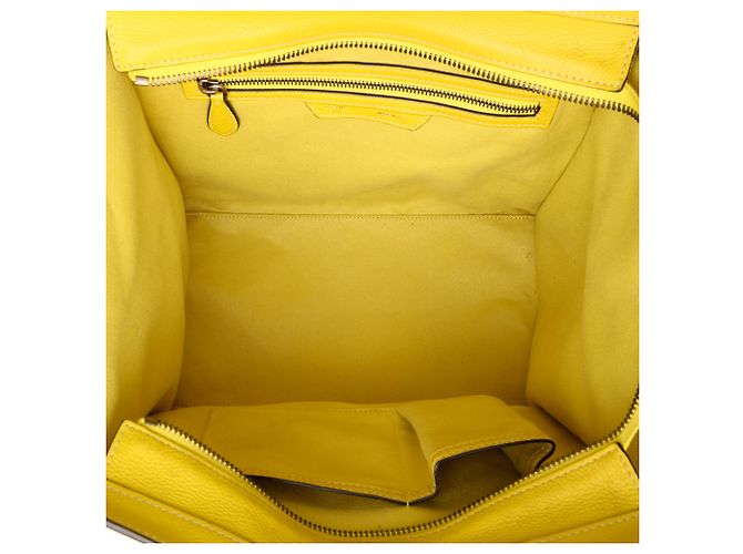 Céline Celine Mini Luggage Tote in pelle di vitello drummed gialla Giallo - vista 4