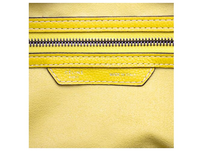 Céline Celine Mini Luggage Tote in pelle di vitello drummed gialla Giallo - vista 5