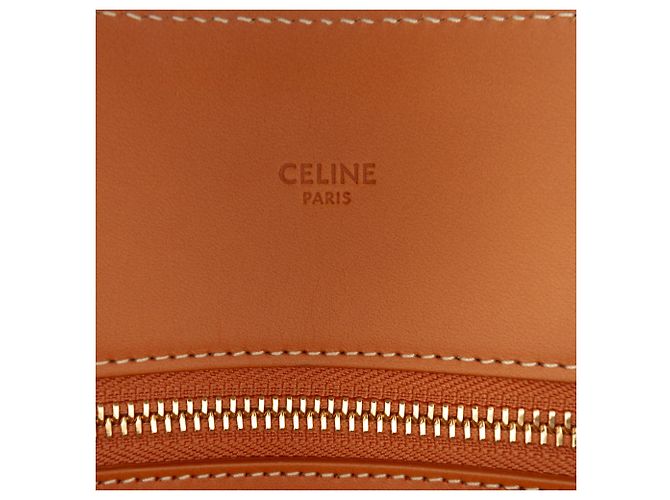 Céline Celine Sac Cabas Vertical Small en Toile Marron Beige - vue 5