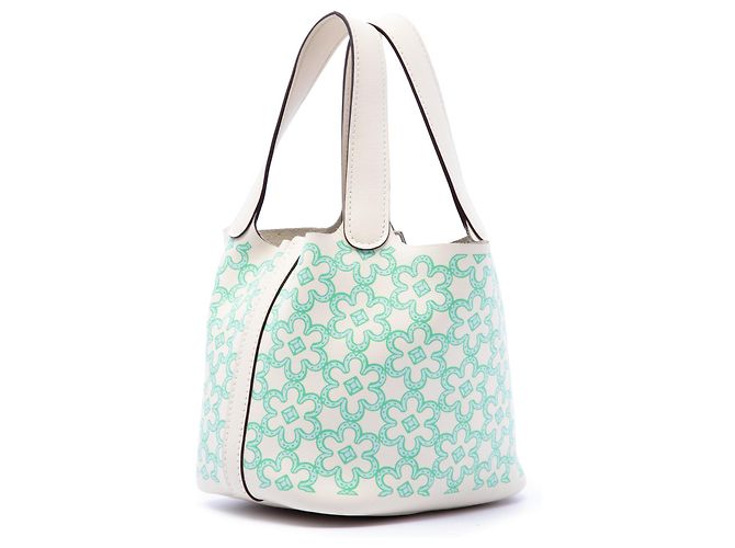 Hermès White Micro Swift Lucky Daisy Picotin Lock 14 Blanc Écru - vue 2