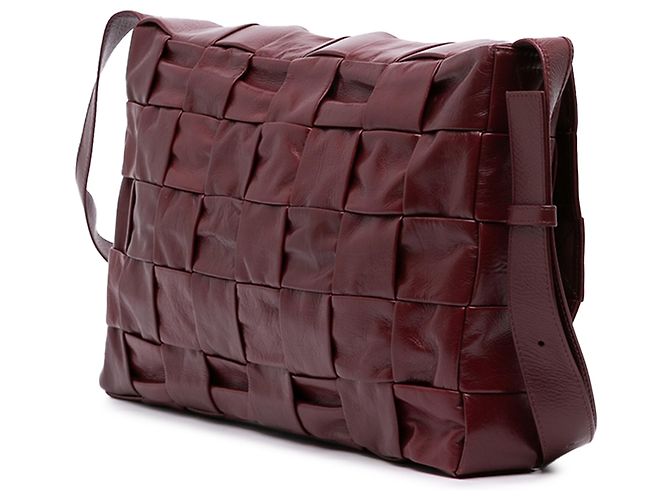 Bottega Veneta Borsa a tracolla Cassette Intrecciato in vitello Red Paper Rosso Bordò - vista 2