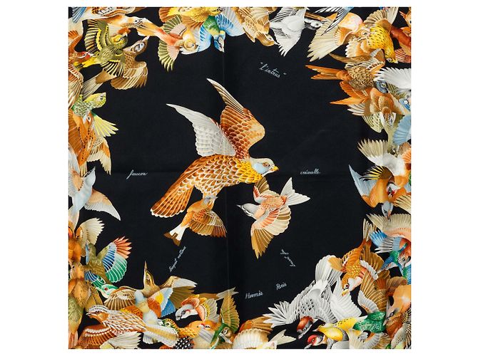 Pañuelo de seda Hermès Black L Intrus 90 Negro - vista 2