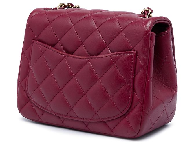 Chanel Red Mini Square Classic Lambskin Single Flap Rot Bordeaux - Ansicht 2