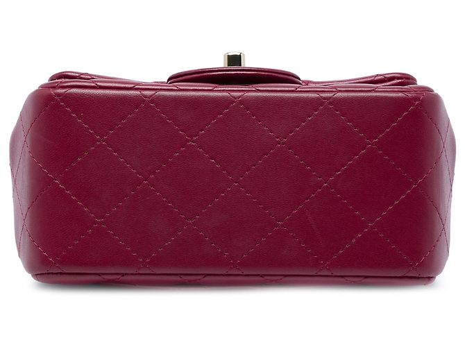 Chanel Red Mini Square Classic Lambskin Single Flap Rot Bordeaux - Ansicht 3