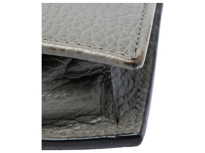 Portafoglio a catena Gucci in pelle di vitello Dollar grigio con G intrecciate Marrone - vista 6