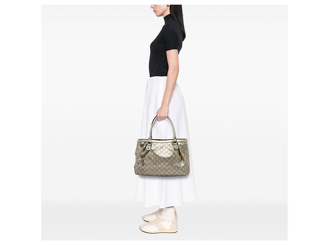 Borsa Tote Gucci Gold Guccissima Sukey D'oro - vista 5