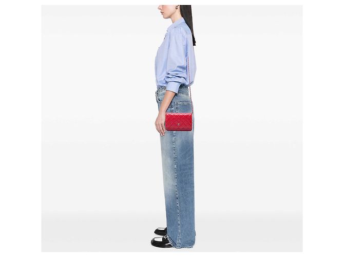 Chanel Classic Patent Wallet On Chain Bicolor Rot - Ansicht 6