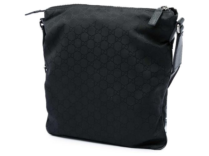 Borsa a tracolla Gucci in nylon GG nero con Web - vista 2