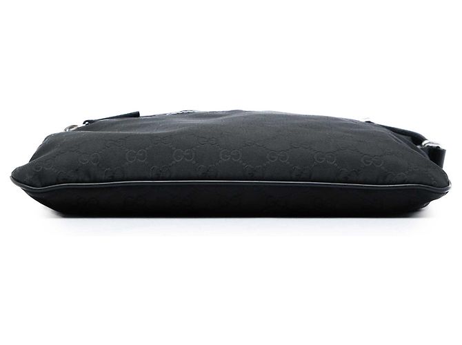 Borsa a tracolla Gucci in nylon GG nero con Web - vista 3