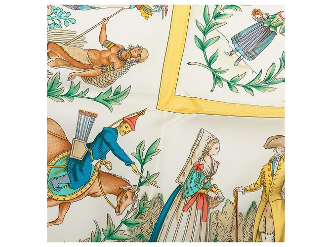 Foulard di seta Hermès Blue Costumes Civils Actuels 90 - vista 4