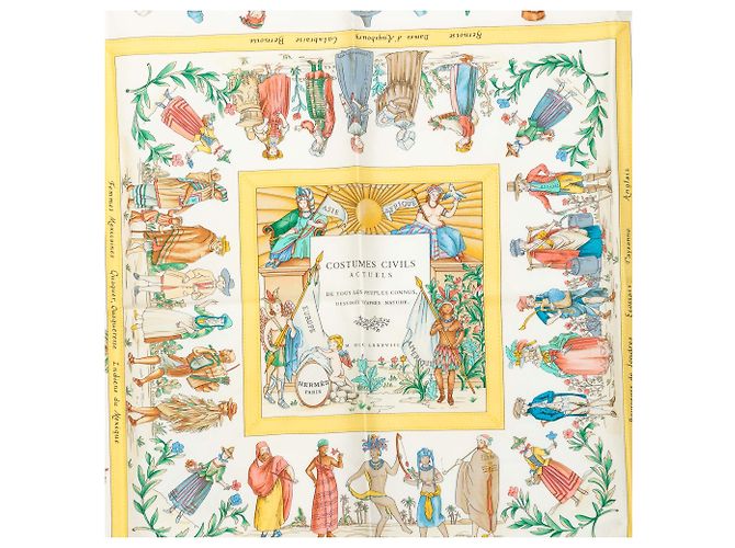 Foulard di seta Hermès Blue Costumes Civils Actuels 90 - vista 6