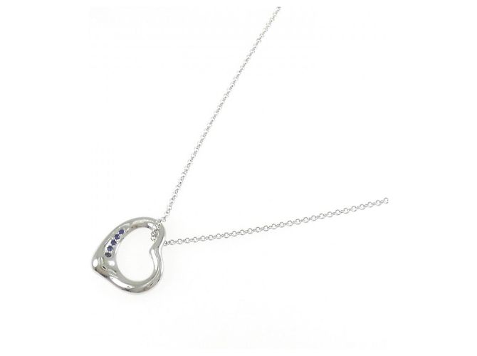 Autre Marque Collana Tiffany Open Heart in platino con zaffiro - vista 2