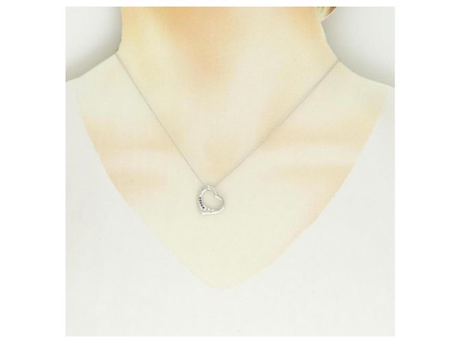 Autre Marque Collana Tiffany Open Heart in platino con zaffiro - vista 6