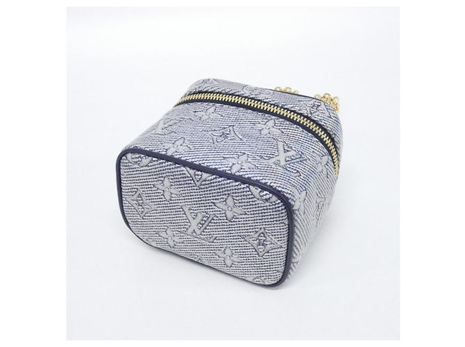 Louis Vuitton Monogram Laminated Jacquard Micro Vanity Handbag Blue - view 3
