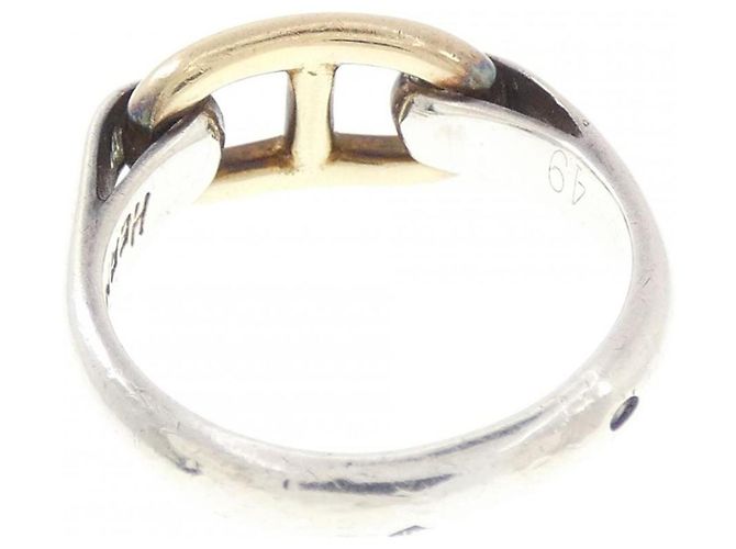Ring Bague Hermès Chaine d'Ancre Argenté Doré - vue 3