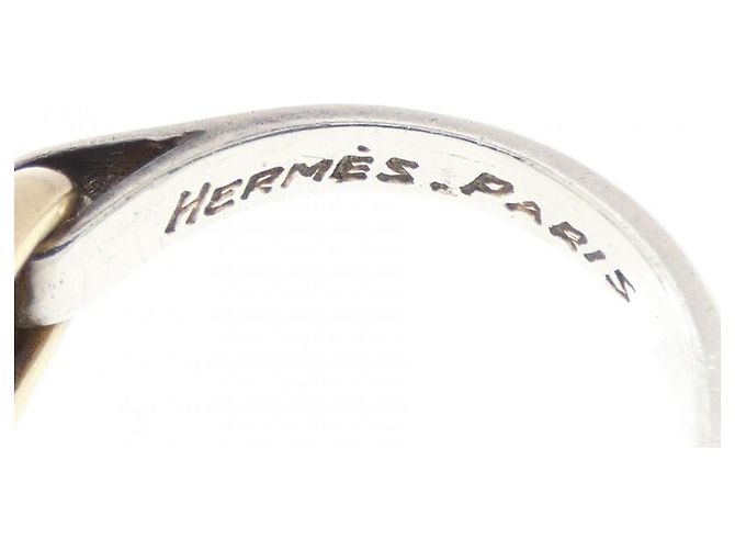 Ring Bague Hermès Chaine d'Ancre Argenté Doré - vue 4