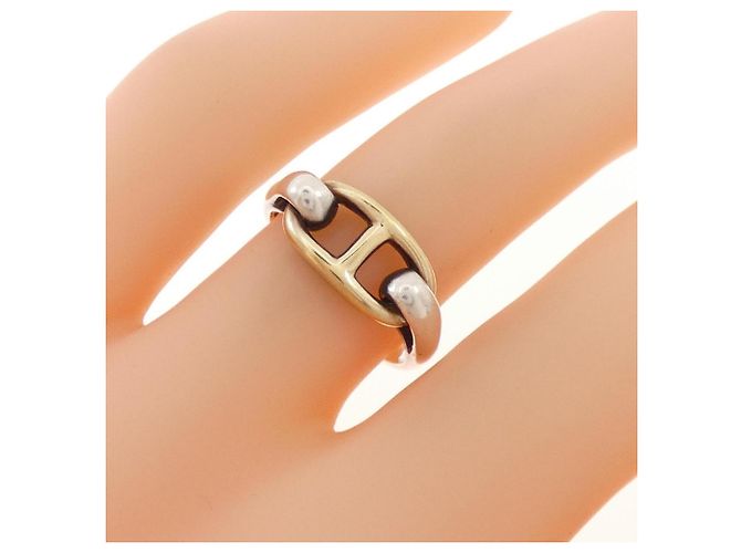 Ring Bague Hermès Chaine d'Ancre Argenté Doré - vue 5