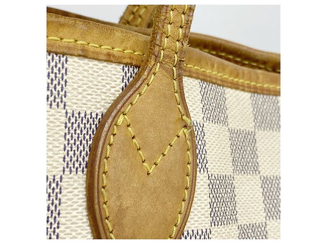 Borsa Tote Louis Vuitton Damier Azur Neverfull MM Bianco - vista 10