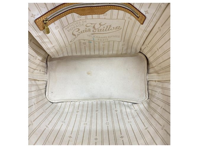 Borsa Tote Louis Vuitton Damier Azur Neverfull MM Bianco - vista 4
