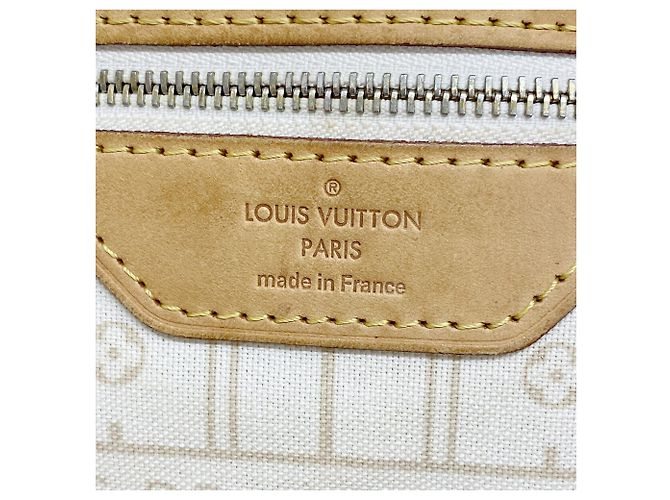Borsa Tote Louis Vuitton Damier Azur Neverfull MM Bianco - vista 5