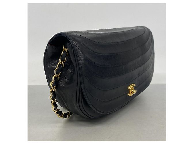 Borsa a tracolla Chanel in pelle d'agnello nera Nero - vista 2