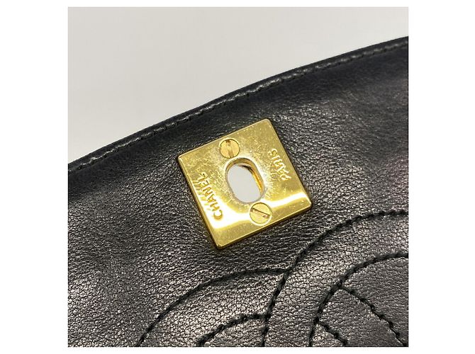 Borsa a tracolla Chanel in pelle d'agnello nera Nero - vista 9
