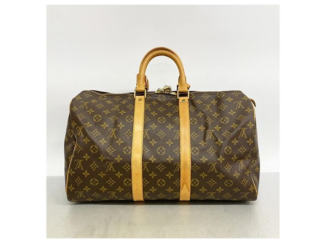 Sac Louis Vuitton Boston Monogram Keepall 45 Marron - vue 11