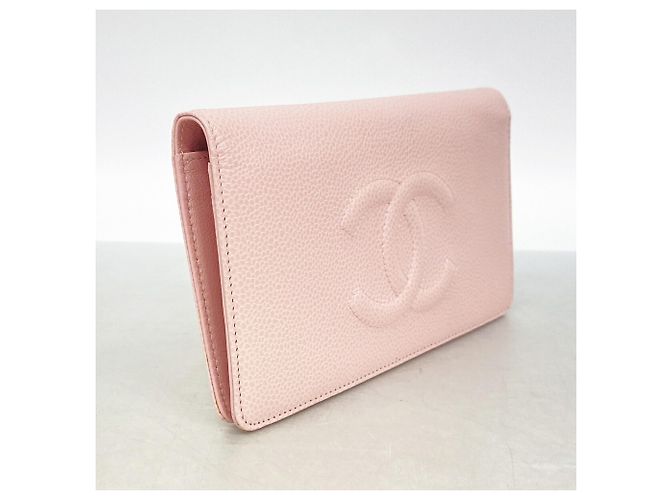 Cartera larga Chanel de piel de becerro granulada rosa - vista 2