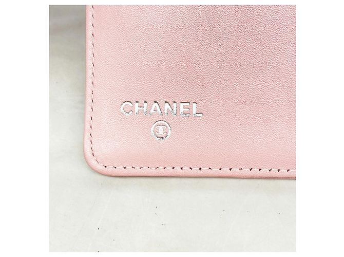 Cartera larga Chanel de piel de becerro granulada rosa - vista 4