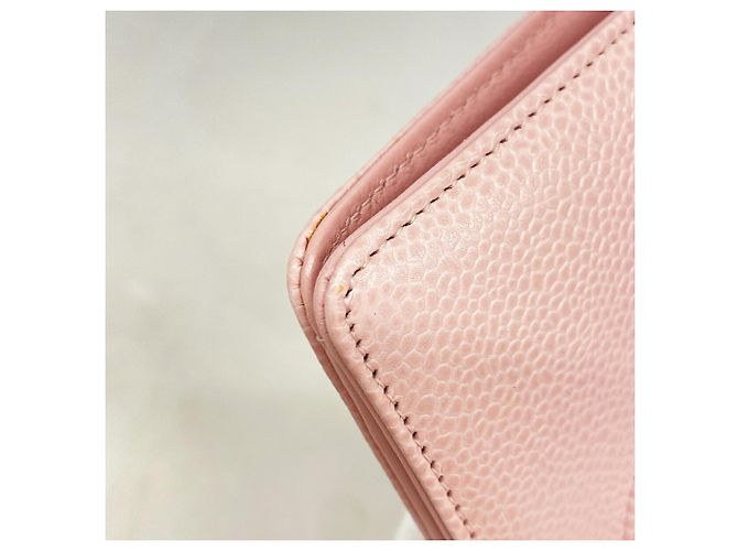 Cartera larga Chanel de piel de becerro granulada rosa - vista 5