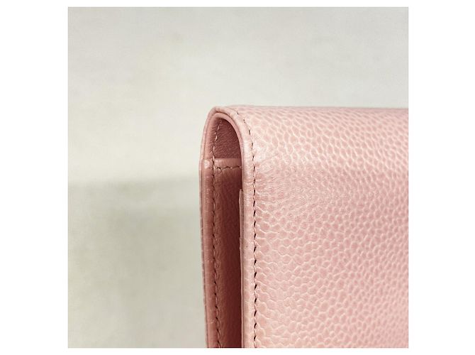 Cartera larga Chanel de piel de becerro granulada rosa - vista 6