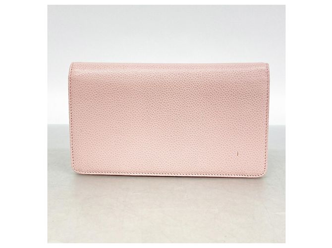 Cartera larga Chanel de piel de becerro granulada rosa - vista 7