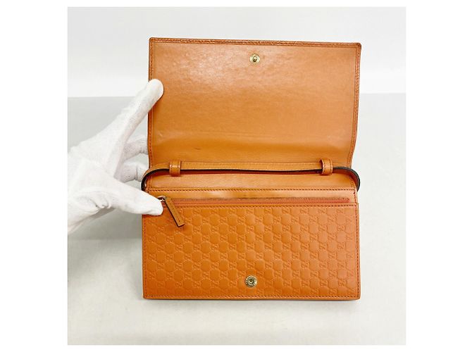 Gucci Microguccissima Leder-Schultergeldbörse Orange - Ansicht 3