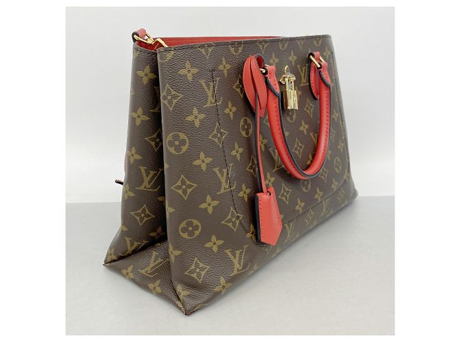 Louis Vuitton Monogram Flower Tote Handtasche Braun Rot - Ansicht 2