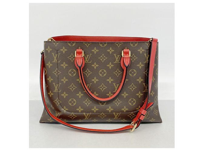 Louis Vuitton Monogram Flower Tote Handtasche Braun Rot - Ansicht 9