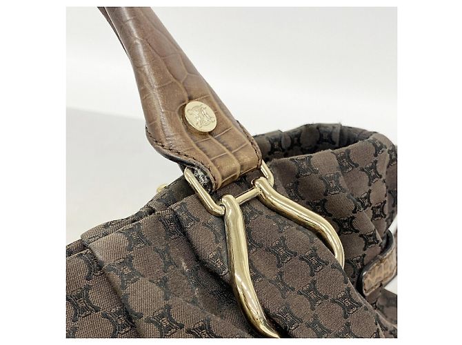 Céline Bolsa Celine Macadam em tela de nylon Marrom - vista 9