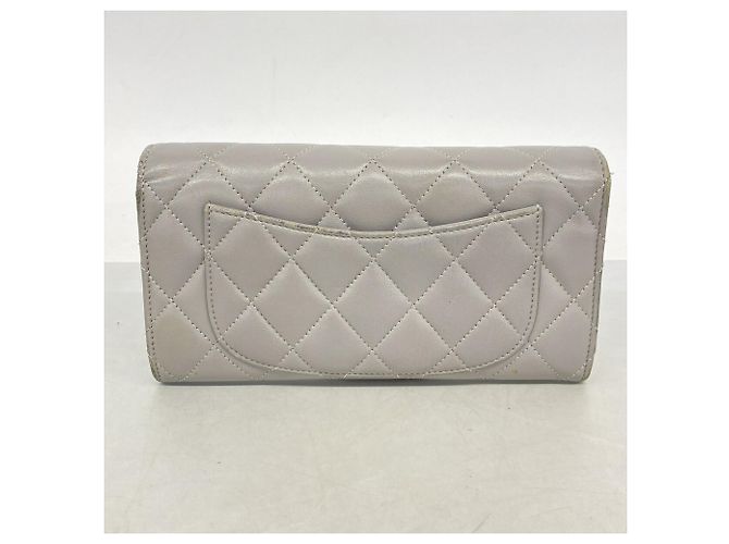 Cartera larga de piel de cordero gris de Chanel Castaño - vista 10
