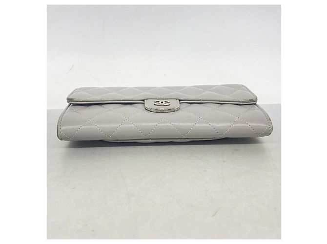 Cartera larga de piel de cordero gris de Chanel Castaño - vista 2