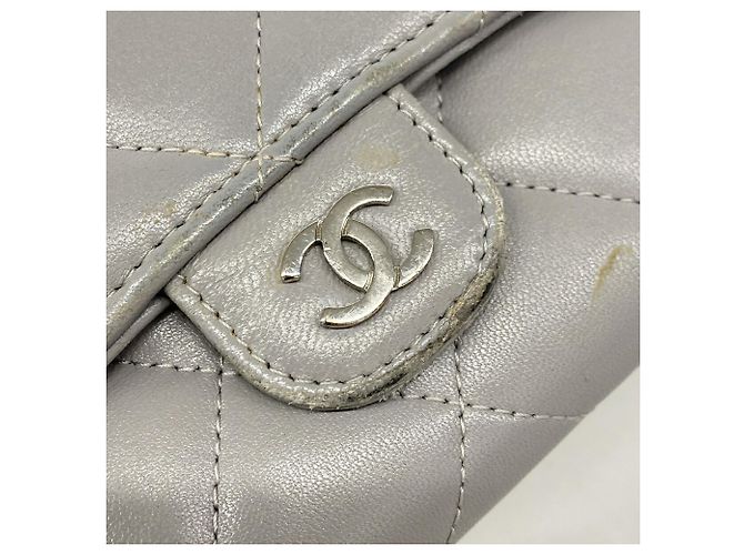 Cartera larga de piel de cordero gris de Chanel Castaño - vista 7