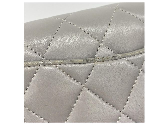Cartera larga de piel de cordero gris de Chanel Castaño - vista 8