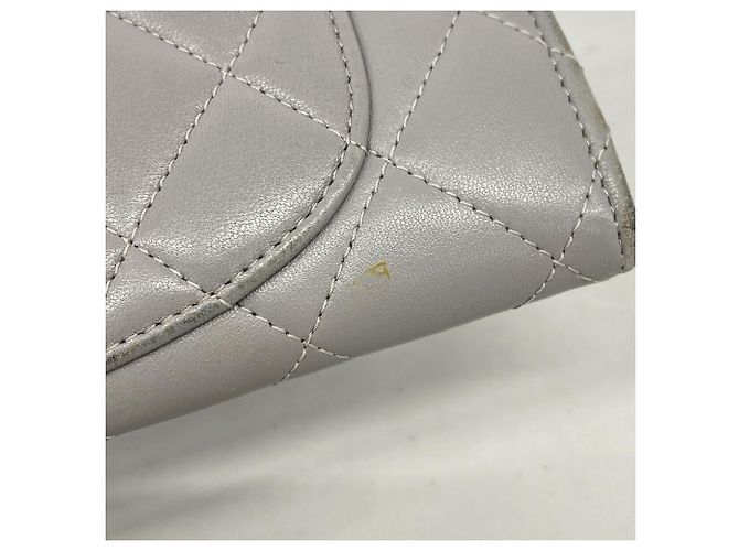 Cartera larga de piel de cordero gris de Chanel Castaño - vista 9