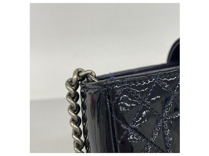 Chanel Boy Chain Schultertasche Marineblau - Ansicht 7