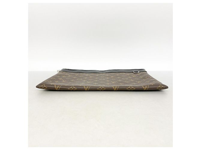Louis Vuitton Monogram Macassar Pochette Discovery Clutch Bag Marrom Preto - vista 3